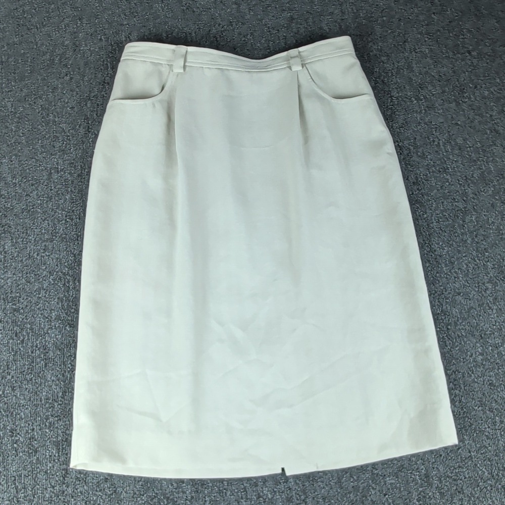 Doncaster Signature Skirt 10 Womens Cream Herringbone Pencil Knee Length Lined — photo 2